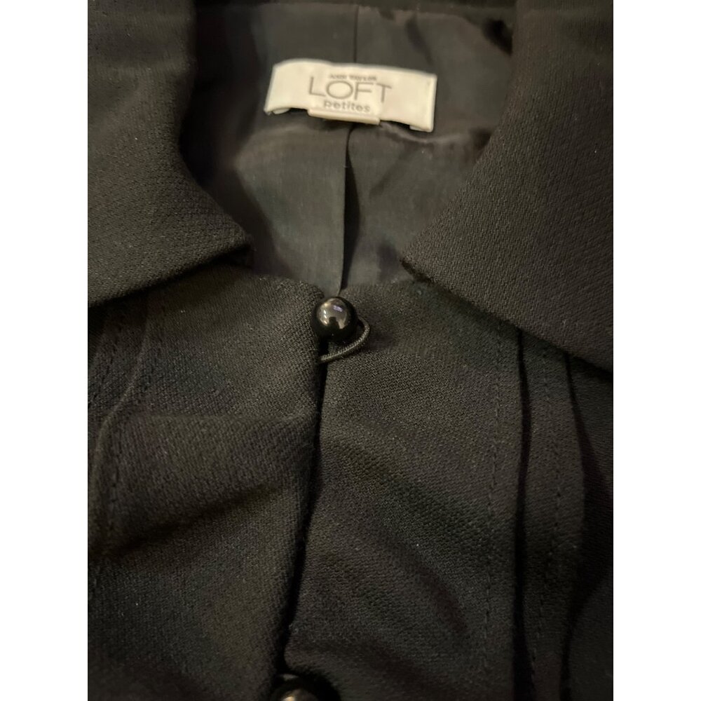 Vintage Ann Taylor Loft Petites Jacket Womens 6P Used Black Lined Ruffled Front - Picture 12 of 14